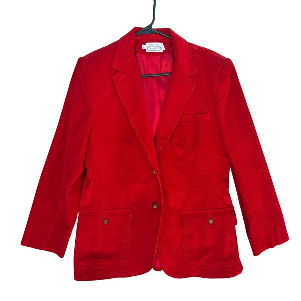 Vintage The Villager Red Corduroy Blazer Size 16 Union Made